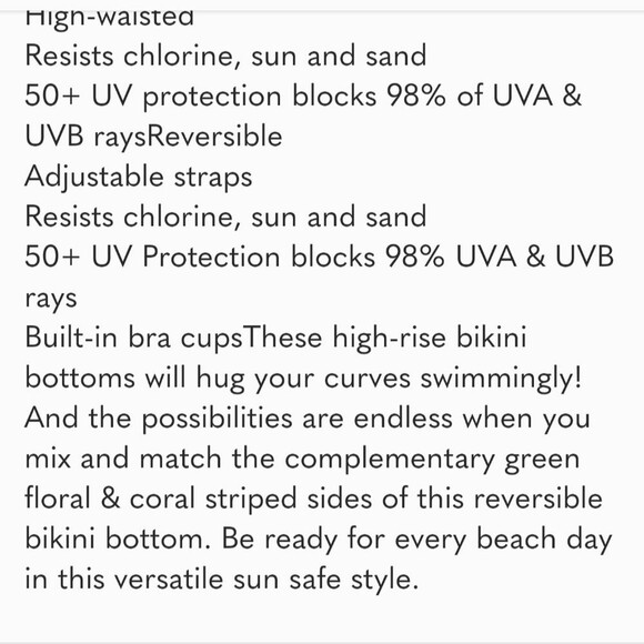 Cabana Life Jetties Beach Reversible triangle bikini top & high waist bottom S - Picture 12 of 12